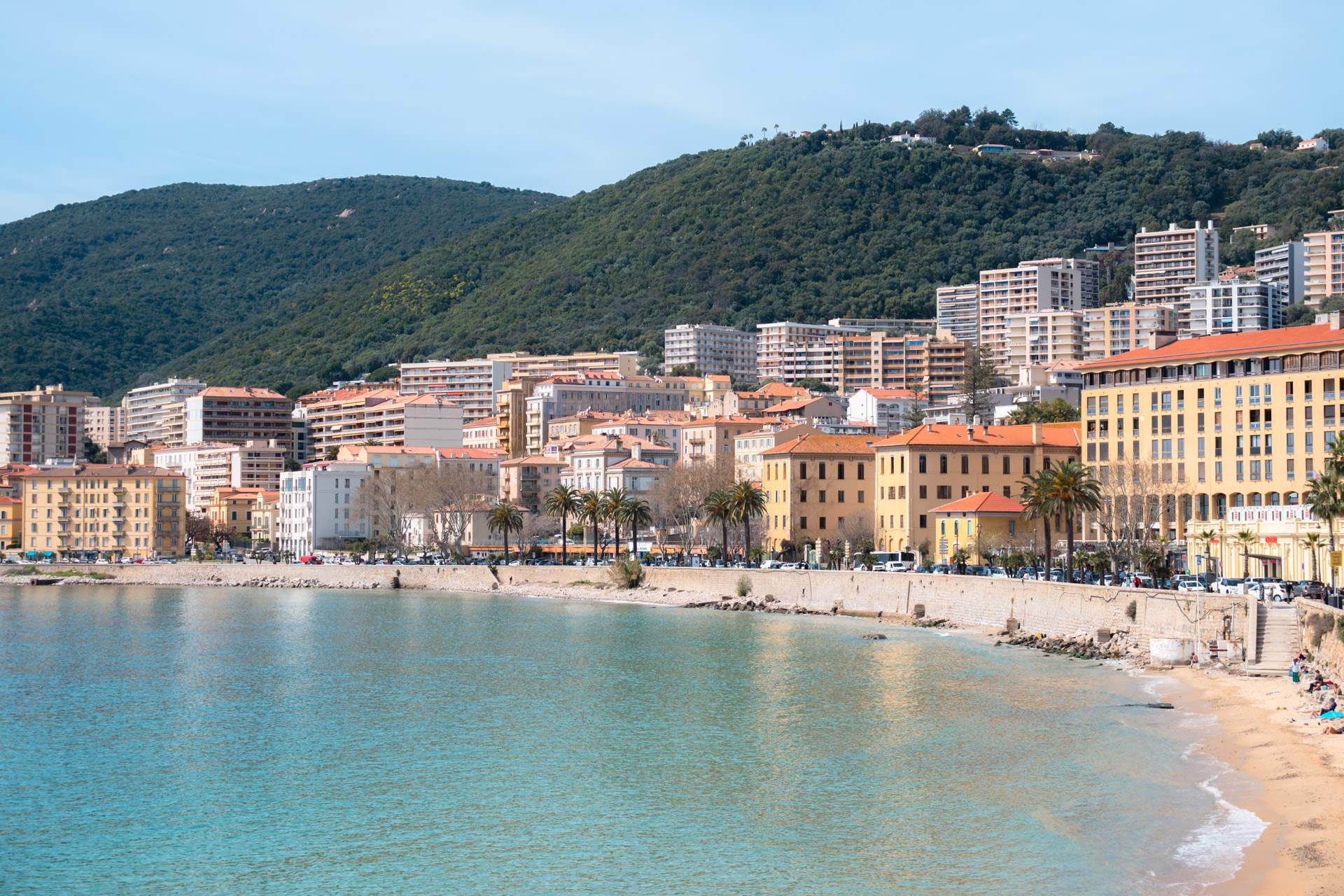 The city beach Plage Saint-François, next to the citadel in Ajaccio