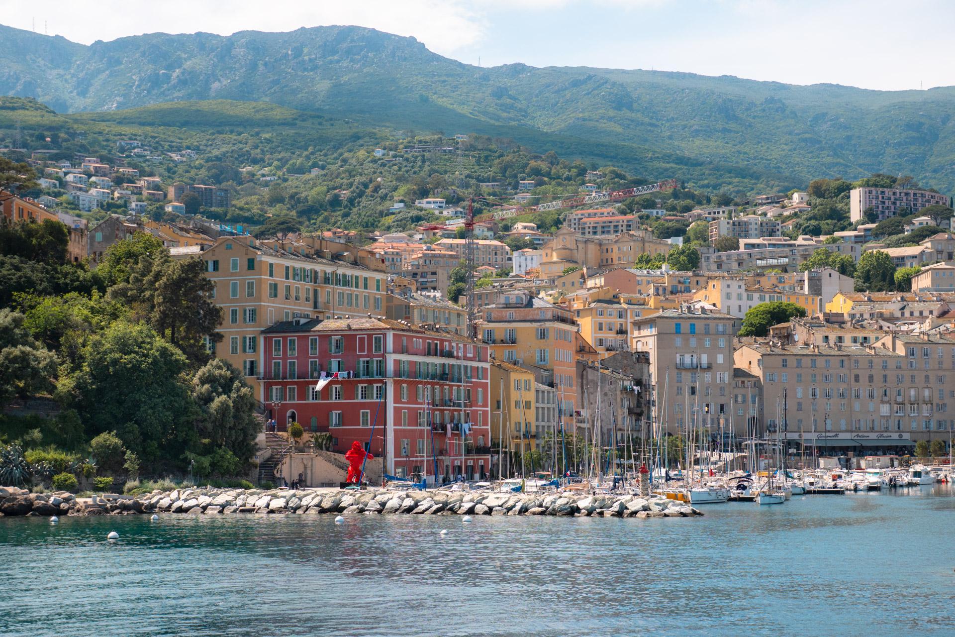 View of Bastia from the red lighthouse by the old harbour