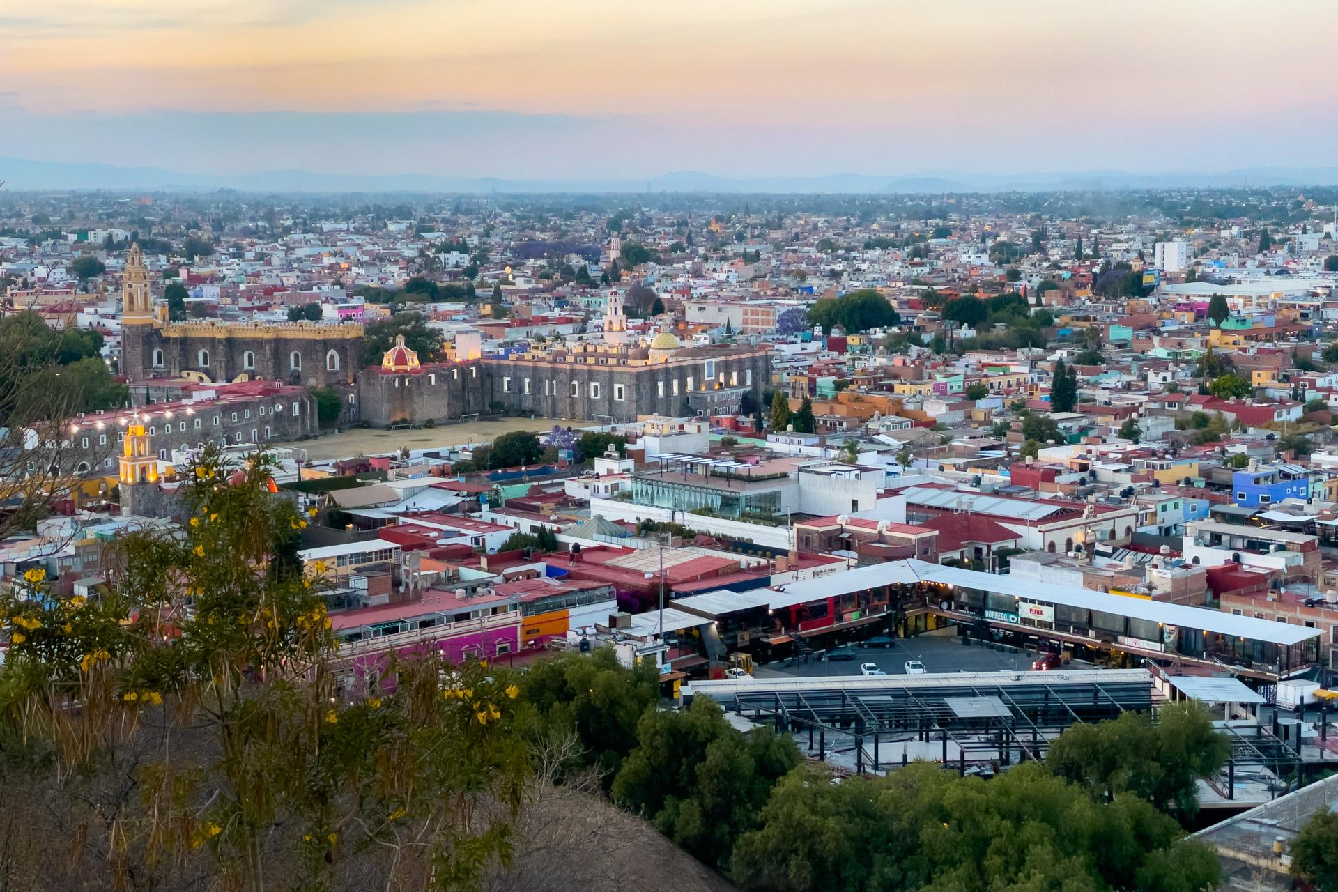 Views of Cholula from the church complex on top of the Pyramid